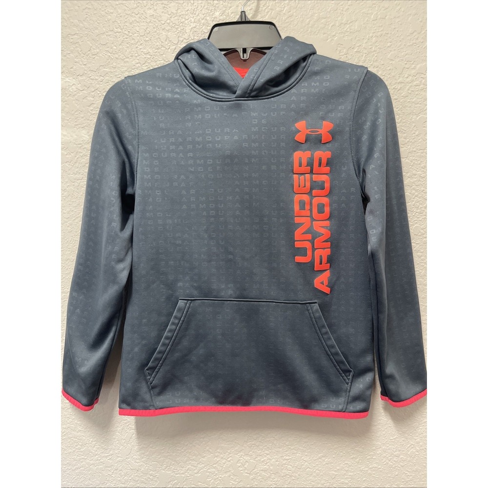 Under Armour Boys' Black Fleece Hoodie Sweatshirt Size YMD Cold Gear Pullover